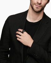 Streamline® Bold Signet Ring in Sterling Silver with Black Diamonds, 23.4mm